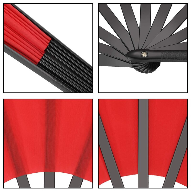 Ventilator pliabil mare, 2 bucăți, din pânză de nailon, ventilator pliabil de mână, ventilator chinezesc Kung Fu Tai Chi, ventilator de mână pliabil pentru favoruri de petrecere