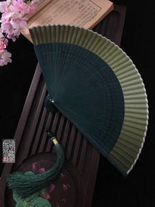 Ventilator pliabil în stil japonez Edo, în stil japonez, evantai kimono, evantai de mătase adevărată pentru femeie, flori mici, sculptate, gradient, evantai goale, auriu