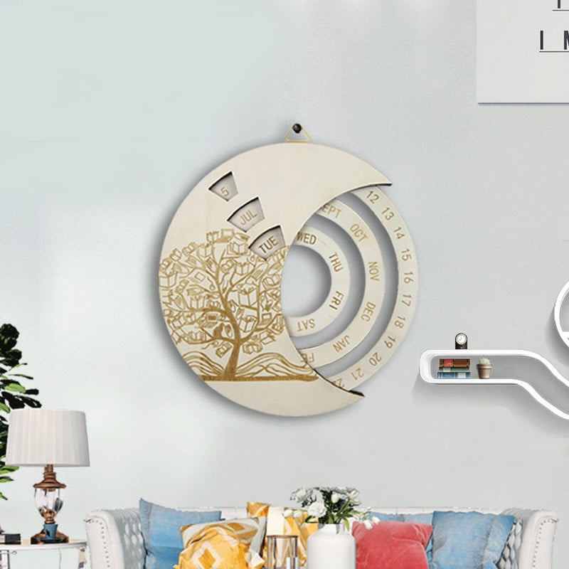 Nuolatinis medinis kalendorius apskrito sukimosi kalendorius kaimiškas sieninis kalendorius kasdienis gyvenamojo kambario namų biuro 2022 m.