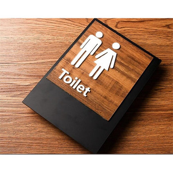 Wood Grain Acrylic Πινακίδα τουαλέτας Μπάνιου Ανδρικών και Γυναικών