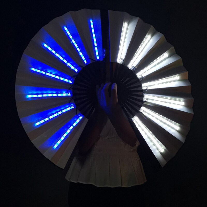 2gab ballītes LED ventilatora apgaismojuma skatuves priekšnesumu šovs, iedegas ventilatoru dzimšanas dienas ballīte, dāvana kāzās, lieli dekoratīvi roku gaismas ventilatori