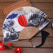 1db Vintage selyem bambusz összecsukható ventilátor bojttal kínai japán táncos kézlegyezővel lakberendezési díszek kézműves ajándék