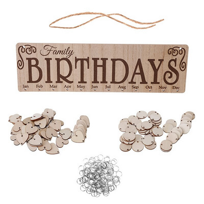 Pandantiv din lemn Atârna manual Act Crafts Calendar petrecere de aniversare decorare acasă