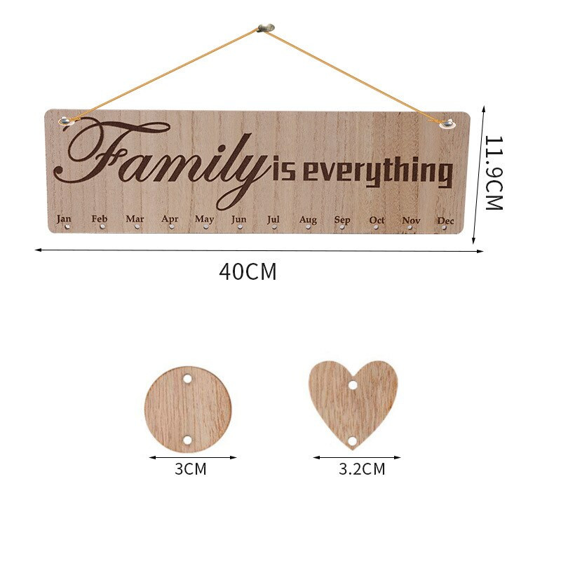 Pandantiv din lemn Atârna manual Act Crafts Calendar petrecere de aniversare decorare acasă