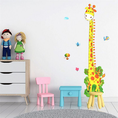 Измерване на височината на жирафа Диаграма на растежа на бебешки декор Линийка Стикер за стена Метър Габарит Декорация на детска стая Сувенири за бебета