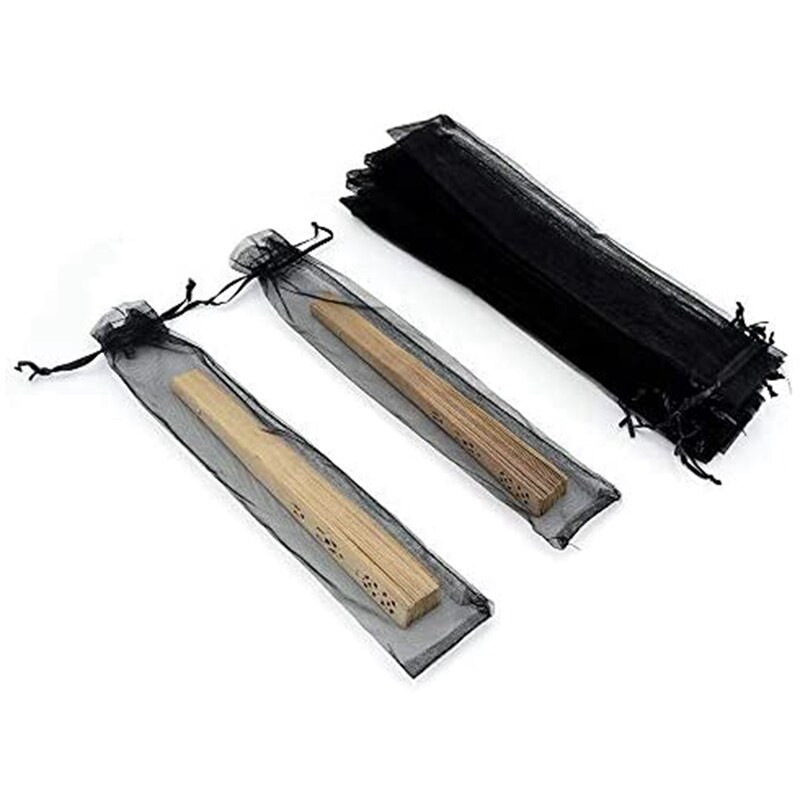 50 vnt. juodų rankų ventiliatoriaus organzos maišeliai 2 x 10 colių permatomi Helovino raištelių maišeliai sulankstomi ventiliatoriaus dovanų maišeliai