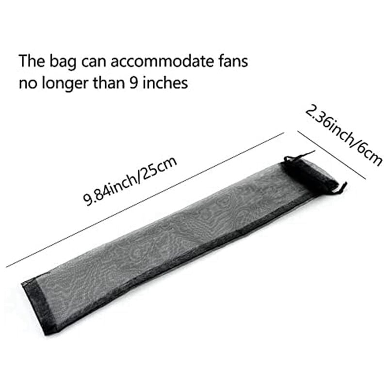 50 vnt. juodų rankų ventiliatoriaus organzos maišeliai 2 x 10 colių permatomi Helovino raištelių maišeliai sulankstomi ventiliatoriaus dovanų maišeliai