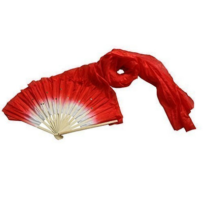 Reducere 1.8m Hand Made Belly Dan Dancing Silk Bamboo Long Fans Voals Red