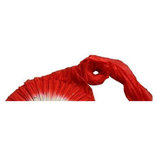 Reducere 1.8m Hand Made Belly Dan Dancing Silk Bamboo Long Fans Voals Red