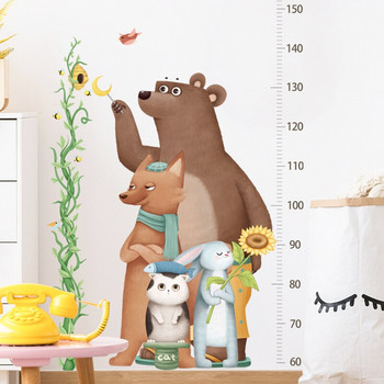 Детски мярка за височина PVC стикери за стена със сладка животинска шарка Линийка за мярка на височина Декоративни подпори за дома в спалнята LBE