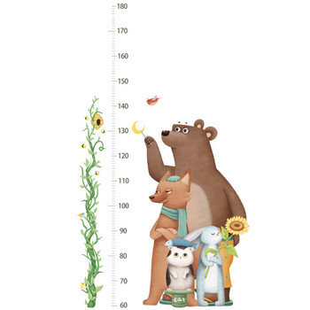 Детски мярка за височина PVC стикери за стена със сладка животинска шарка Линийка за мярка на височина Декоративни подпори за дома в спалнята LBE