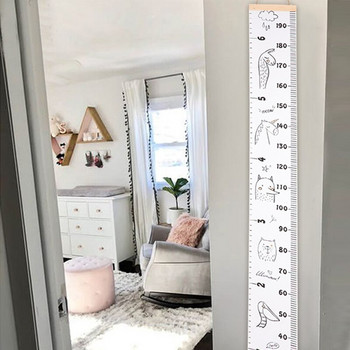Реквизит Дървена стенна висяща линийка за измерване на височината на бебето Стикер за стена Декоративна таблица за растеж на деца за спалня Декорация на дома
