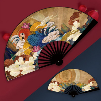 Vintage κινέζικο στυλ Μεταξωτό ύφασμα Πτυσσόμενοι ανεμιστήρες Dragon Phoenix Πολύχρωμα Ζώα Χέρι θαυμαστές Πάρτι Γάμος Χορός Τέχνη Χειροτεχνία Διακόσμηση σπιτιού