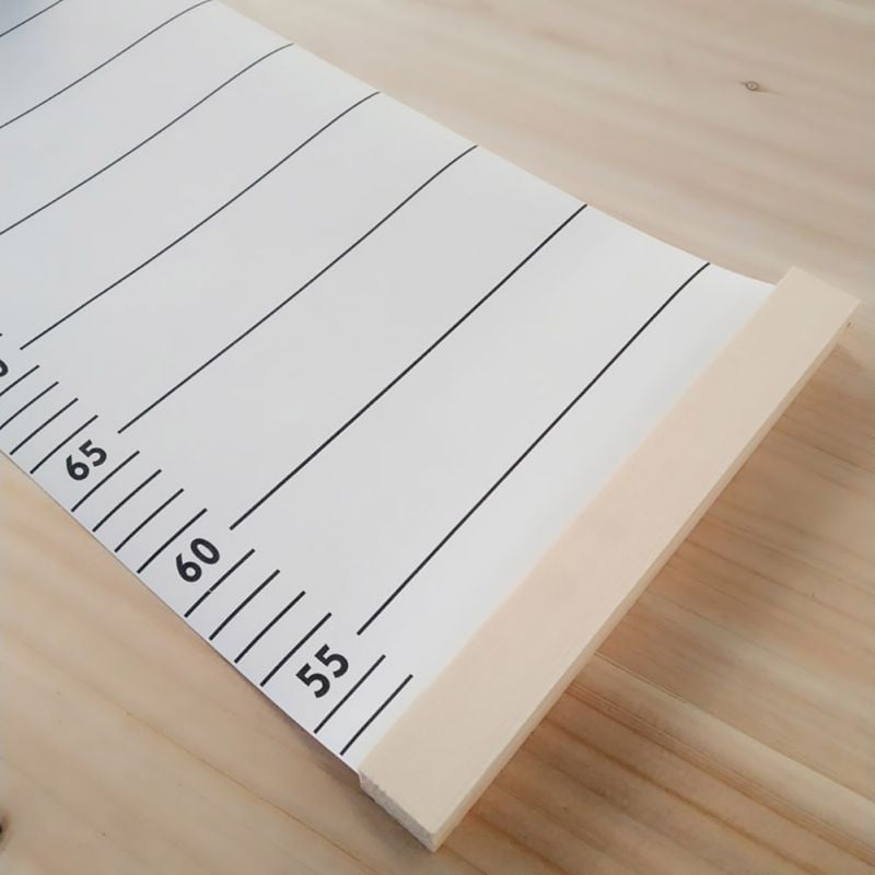 Dekoratyvinė aukščio augimo diagrama Pakabinama medinio rėmo audinio drobės aukščio matavimo liniuotė vaikams ūgio rekordas