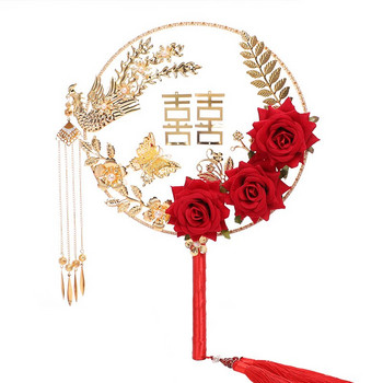 1 τεμ. Κινέζικο Vintage Παραδοσιακό Στρογγυλό Ροζ Λουλούδι Νύφης Φούντα Βεντάλια για Βεντάλια Βεντάλια Βεντάλια Φωτογραφίας Διακόσμηση