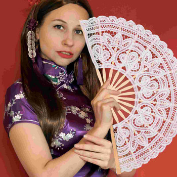 Ветрило Сгъваеми дантелени ветрила Ръчни ръчни флорални сватбени ретро танци Японски булчински цветя Ретро Европейски парти Танцови реквизити