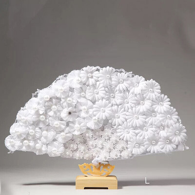 Rankų darbo vestuvių nuotakos plunksnų ventiliatoriai „pasidaryk pats“ nėriniai „Slik“ balti moteriški vėduokliai šokių vestuvių dekoravimui „pasidaryk pats“ rankų ventiliatorius „Abanicos Para Boda“