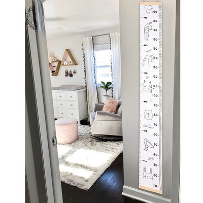 Vienetinis medinis pakabinamas ant sienos Animacinių filmų sienų lipdukai Vaikų kambario aukščio liniuotės tapetai Naby Growth paveikslėlis Sienų apdaila