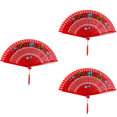 3db kínai stílusú, kézzel festett legyező dekoratív legyező táncelőadás ventilátor