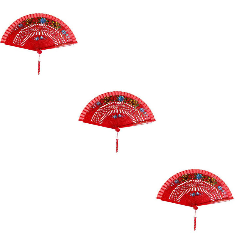 3db kínai stílusú, kézzel festett legyező dekoratív legyező táncelőadás ventilátor