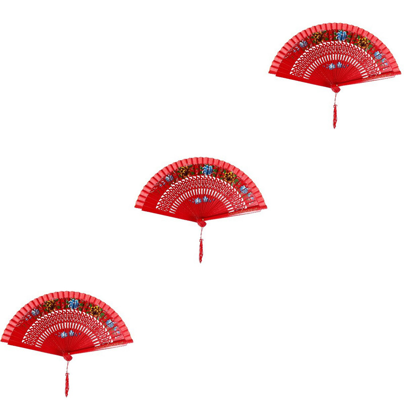 3db kínai stílusú, kézzel festett legyező dekoratív legyező táncelőadás ventilátor
