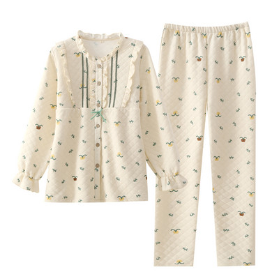 Őszi-téli női pizsama gombokkal - két részes