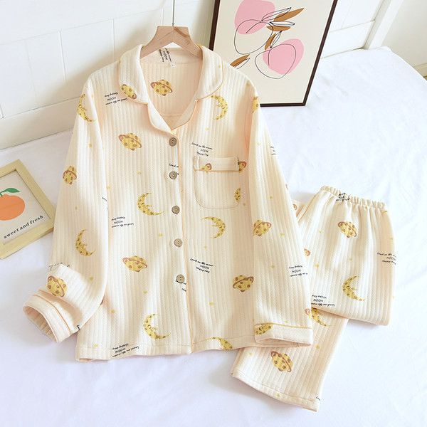 Őszi-téli női pizsama gombokkal - két részes