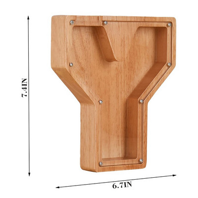 Kasica prasica s dvadeset i šest slova Drvena kutija za novčiće Kutija za uštedu novca Staklenka Kutija za pohranu kovanica Ukrasi za stolni ukrasi Rukotvorine za uređenje doma