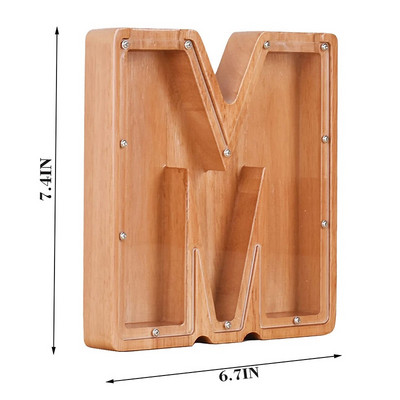 Kasica prasica s dvadeset i šest slova Drvena kutija za novčiće Kutija za uštedu novca Staklenka Kutija za pohranu kovanica Ukrasi za stolni ukrasi Rukotvorine za uređenje doma