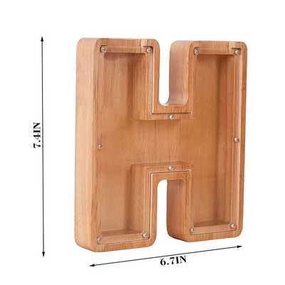 Kasica prasica s dvadeset i šest slova Drvena kutija za novčiće Kutija za uštedu novca Staklenka Kutija za pohranu kovanica Ukrasi za stolni ukrasi Rukotvorine za uređenje doma