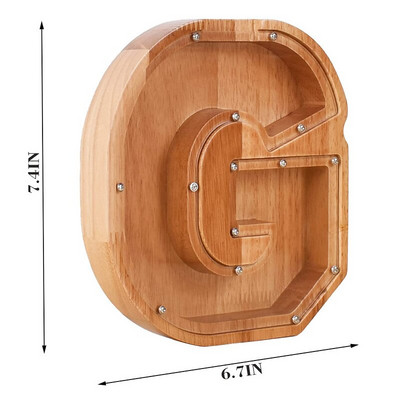 Kasica prasica s dvadeset i šest slova Drvena kutija za novčiće Kutija za uštedu novca Staklenka Kutija za pohranu kovanica Ukrasi za stolni ukrasi Rukotvorine za uređenje doma