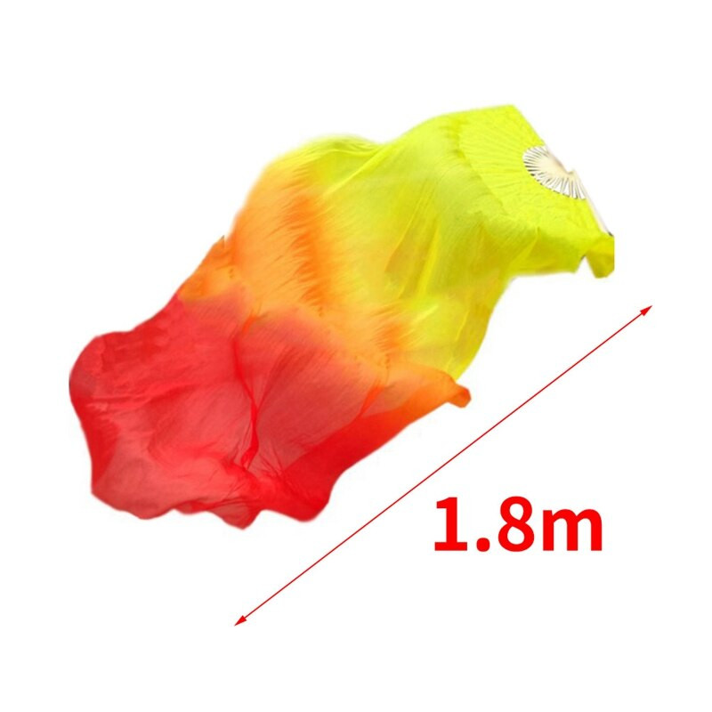 Gražus šilko trijų spalvų gradiento liepsnos šokių ventiliatorius rankomis sulankstomas bambuko ventiliatoriaus dekoravimo ventiliatorius, skirtas moteriškiems namų amatams