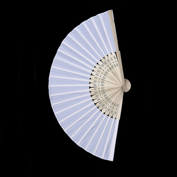 Нов 10x вентилатор от бяла копринена тъкан + бамбук с подаръчна торбичка от муселин за сватба персонализирана танцуваща писана картина