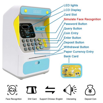 Κουμπαράς Παιδική Ηλεκτρονική Ταμειακή Θυρίδα Κωδικός Χρηματοκιβώτιο Έξυπνο Δακτυλικό Αποτύπωμα Κουμπαράς Αυτόματη Τραπεζική Παιδική Κουτιά δώρου