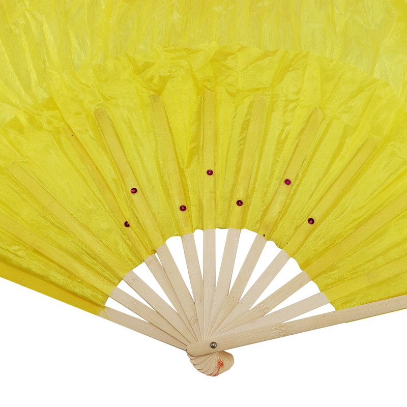 Ventilator de dans cu flacără, din mătase, cu gradient în trei culori, ventilator de bambus pliabil manual, pentru doamne, femei, meșteșuguri pentru acasă