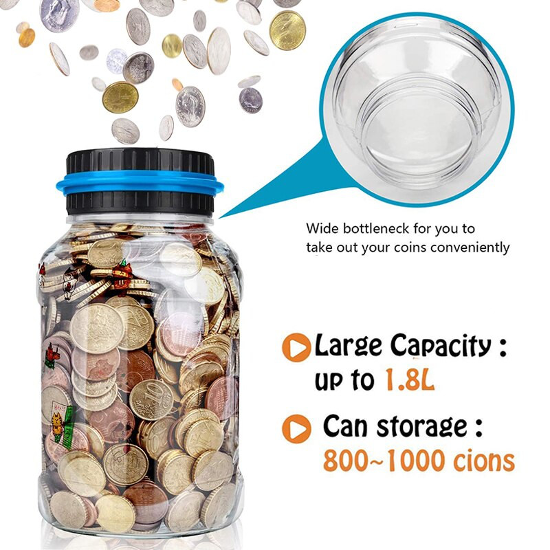 Suure mahutavusega elektrooniline hoiupõrsas digitaalne LCD-loenduse müntide loendur pangamündi raha säästmise kast USD EURO jaoks lastele täiskasvanutele kingitused