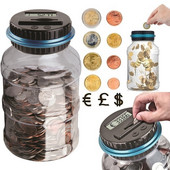 Afișaj LCD 2.5L Pușculiță de numărare a monedelor Cutie electronică digitală de numărare a monedelor Cutie de economisire a banilor Cutie de depozitare a monedelor Borcane
