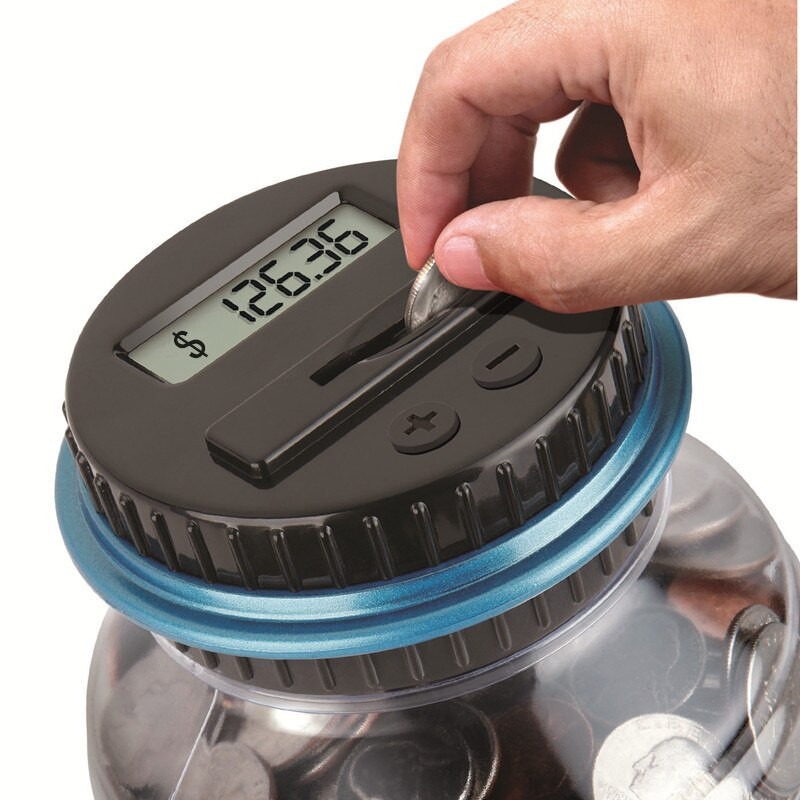 Afișaj LCD 2.5L Pușculiță de numărare a monedelor Cutie electronică digitală de numărare a monedelor Cutie de economisire a banilor Cutie de depozitare a monedelor Borcane