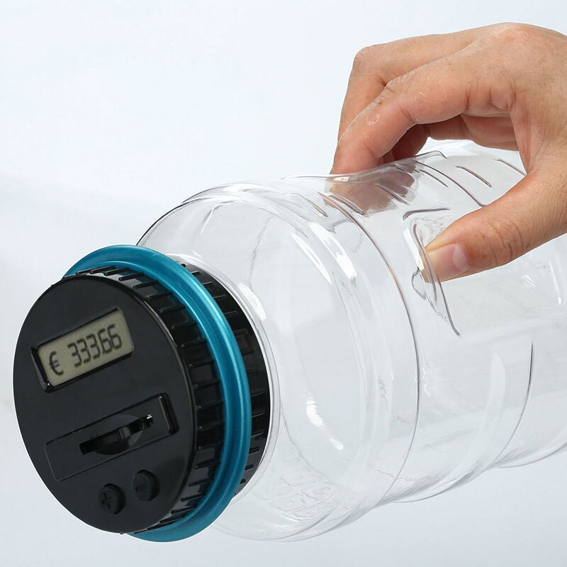 Afișaj LCD 2.5L Pușculiță de numărare a monedelor Cutie electronică digitală de numărare a monedelor Cutie de economisire a banilor Cutie de depozitare a monedelor Borcane