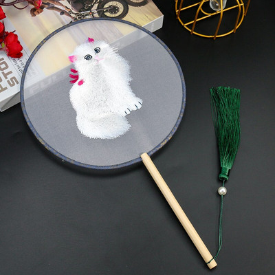 Evantai de grup de broderie pe două fețe, realizate manual, transparent, accesorii în stil antic Hanfu, pentru decorarea fundalului peretelui de acasă