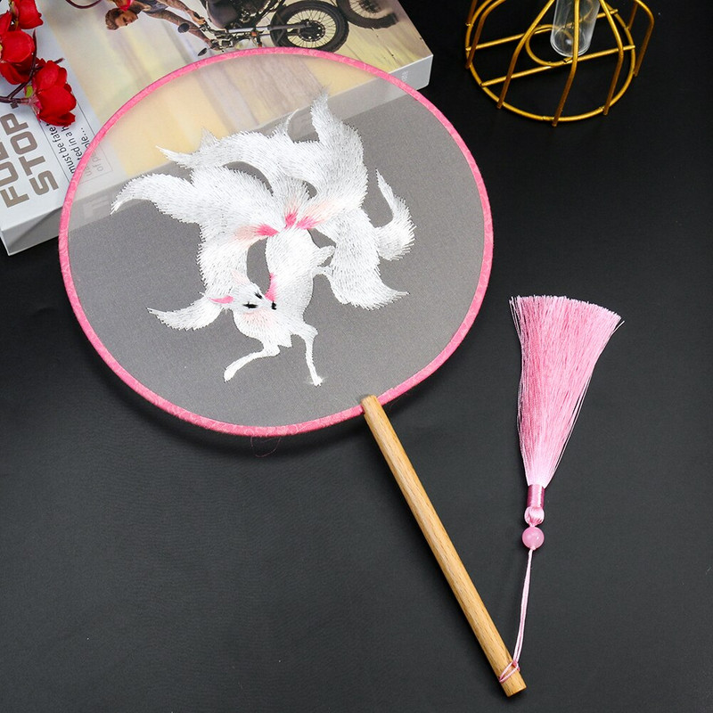 Evantai de grup de broderie pe două fețe, realizate manual, transparent, accesorii în stil antic Hanfu, pentru decorarea fundalului peretelui de acasă