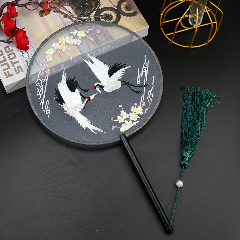 Evantai de grup de broderie pe două fețe, realizate manual, transparent, accesorii în stil antic Hanfu, pentru decorarea fundalului peretelui de acasă