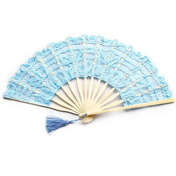 Ευρωπαϊκή δαντέλα μπαμπού γυναικείες θαυμαστές γάμου Κινέζοι θαυμαστές Lady Fan Dance Fold Fan Bridesmaid Fan Princess Fan Court Lace Fan