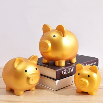 Golden Pig Large Piggy Bank Vinyl Cute Money Box Κέρματα Χρηματοκιβώτιο ταμιευτηρίου για ενήλικες Παιδικό φεστιβάλ γενεθλίων Καλύτερα δώρα Διακόσμηση σπιτιού