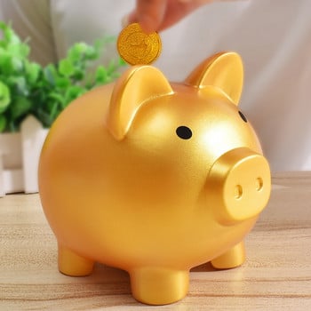 Golden Pig Large Piggy Bank Vinyl Cute Money Box Κέρματα Χρηματοκιβώτιο ταμιευτηρίου για ενήλικες Παιδικό φεστιβάλ γενεθλίων Καλύτερα δώρα Διακόσμηση σπιτιού