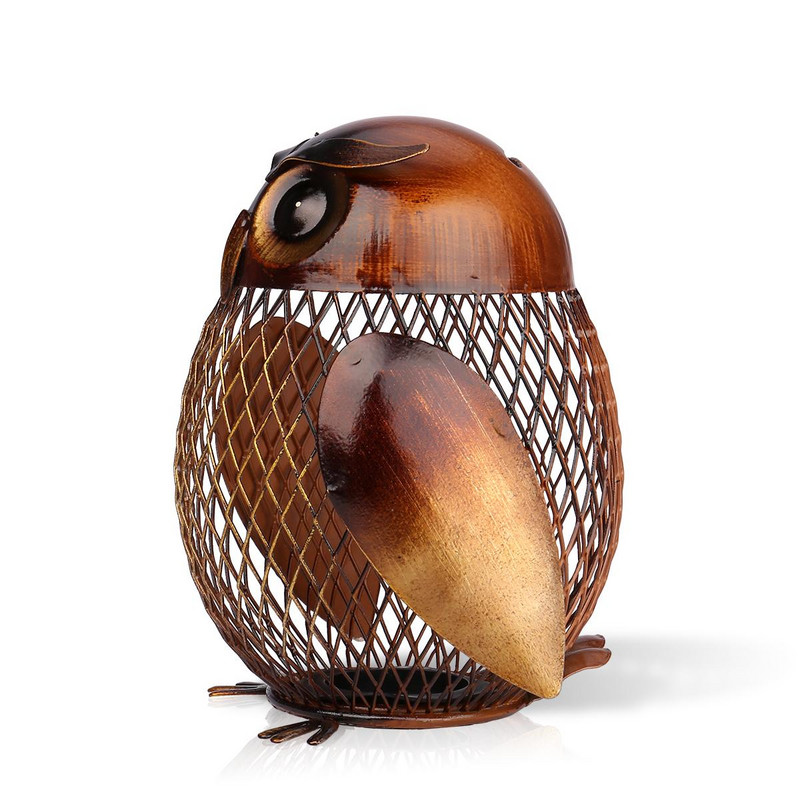 Bagoly formájú malacpersely fém érme Pénztakarékos doboz tégelyes érmék tárolódoboz lakberendezési figurák kézműves karácsonyi ajándék gyerekeknek