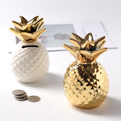 Nordic Small Pineapple Money Boxes Κεραμικά Golden Piggy Bank Ταμιευτήριο Διακόσμηση επιφάνειας εργασίας σπιτιού