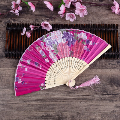 Vintažinio stiliaus bambuko šilko sulankstomas vėduoklė Kinų raštas Menas amatai Dovana Vestuvėms Namų puošmena Papuošalai Šokių rankų ventiliatoriaus dovana