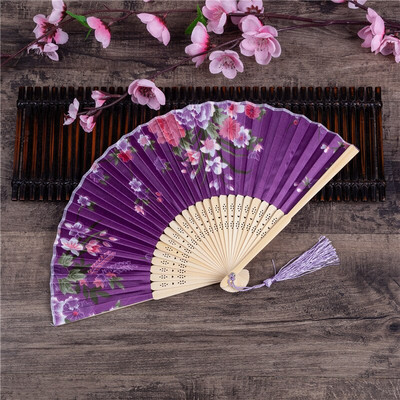 Vintažinio stiliaus bambuko šilko sulankstomas vėduoklė Kinų raštas Menas amatai Dovana Vestuvėms Namų puošmena Papuošalai Šokių rankų ventiliatoriaus dovana