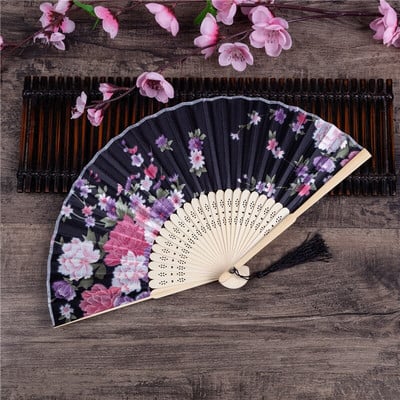 Vintažinio stiliaus bambuko šilko sulankstomas vėduoklė Kinų raštas Menas amatai Dovana Vestuvėms Namų puošmena Papuošalai Šokių rankų ventiliatoriaus dovana